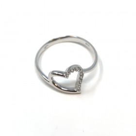 Anello Donna Raggi in Oro Bianco 18kt Modello Cuore Storto