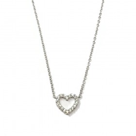 Collana Donna Raggi Cuore Oro Bianco 18Kt e Zirconi