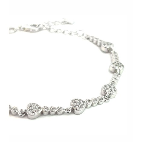Bracciale Cuori Argento E Zirconi