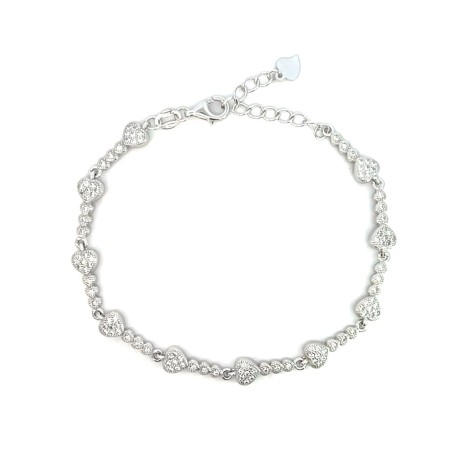 Bracciale Cuori Argento E Zirconi