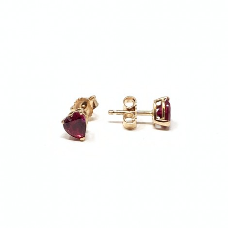 Orecchini Donna Raggi Oro Rosa 18Kt e Cuore Zircone Rosso Mini