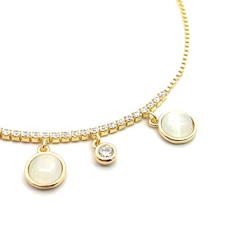 Bracciale Argento Dorato Pendenti Di Zirconi E Pietre