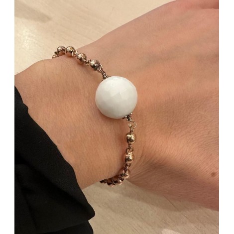 Bracciale Argento Rosé Sfera Bianca