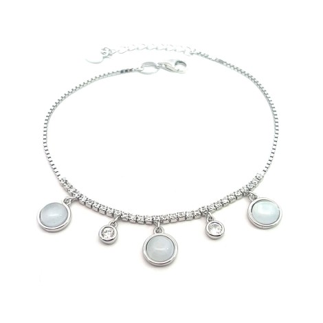 Bracciale Argento Pendenti Di Zirconi E Pietre