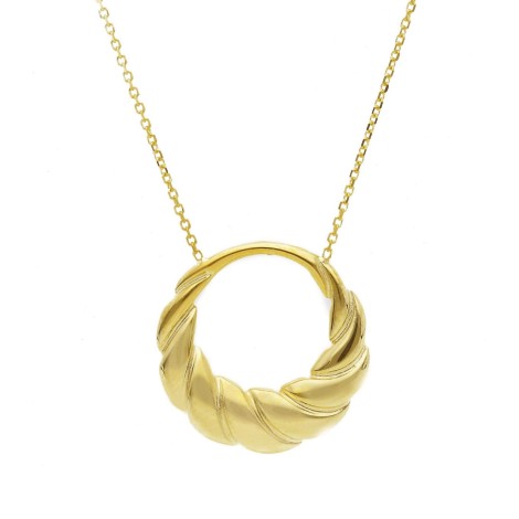 Collana Cerchio Effetto Bombato Oro Giallo 9kt