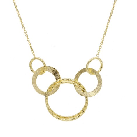 Collana Cinque Anelli Intrecciati Oro Giallo 9kt