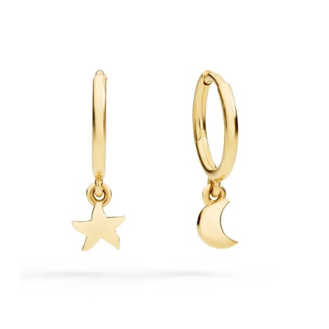 Orecchini Dodo Cerchio Stellina E Luna Oro Giallo 9kt