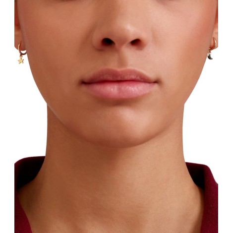 Orecchini Dodo Cerchio Stellina E Luna Oro Giallo 9kt