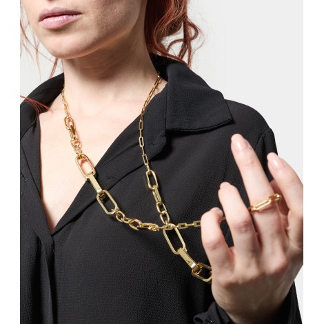 Collana Unoaerre Catena Lunga Alternata Bronzo Dorato