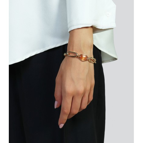 Bracciale Unoaerre Pietre Occhio Di Gatto Bronzo Dorato