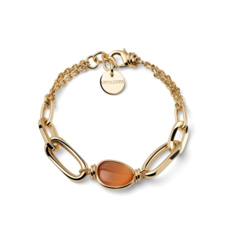 Bracciale Unoaerre Pietre Occhio Di Gatto Bronzo Dorato