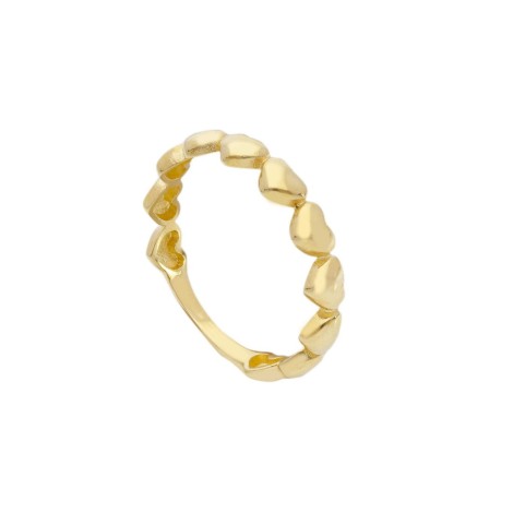 Anello Filo Di Cuori Oro Giallo 9kt