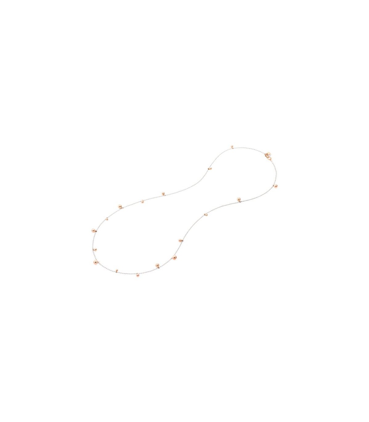 Collana Girocollo In Argento Sterling 925 Con Sfere Da 2 Mm - Tre Toni: Rodio, Oro 18kt, Oro Rosa, Catena 35+5 Cm