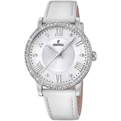 Orologio Donna Festina Pelle Bianco Cristalli F20412/1