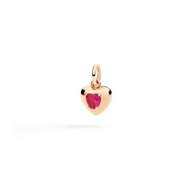 Ciondolo Dodo Cuore Oro Rosa e Rubino Sintetico