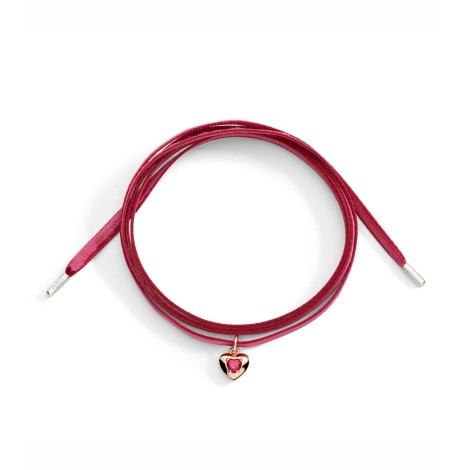 Ciondolo Dodo Cuore Oro Rosa e Rubino Sintetico