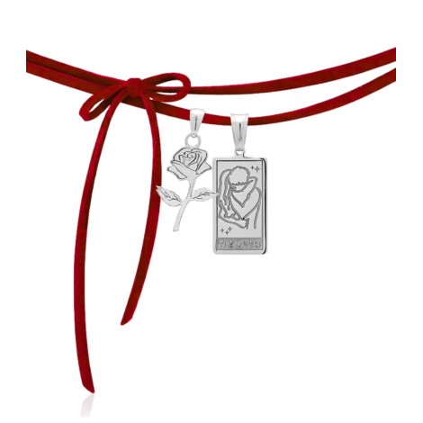 Collana Choker The Lovers Cordino Alcantara Rosso