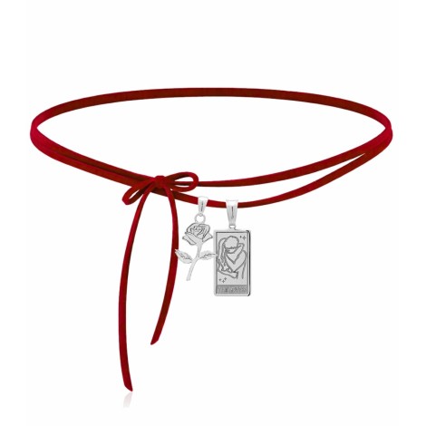 Collana Choker The Lovers Cordino Alcantara Rosso