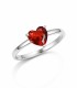 Anello Donna Raggi Cuore Brillante Rosso Argento 925