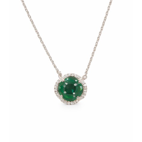 Collana Argento con Fiore Zirconi Verdi