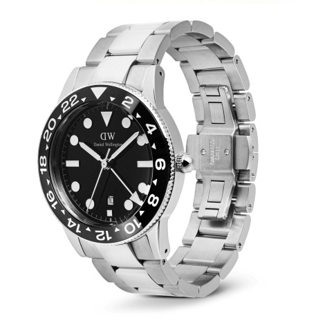 Orologio Daniel Wellington Iconic GMT Link Black Ceramic Bezel Silver