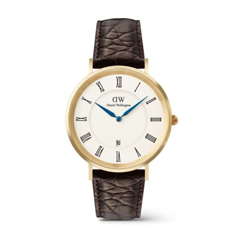 Orologio Daniel Wellington Classic Roman Numerals Date Dark Brown Croc Gold