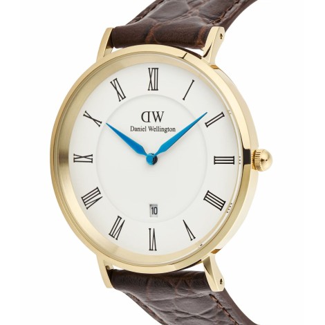 Orologio Daniel Wellington Classic Roman Numerals Date Dark Brown Croc Gold
