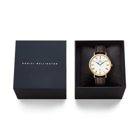 Orologio Daniel Wellington Classic Roman Numerals Date Dark Brown Croc Gold