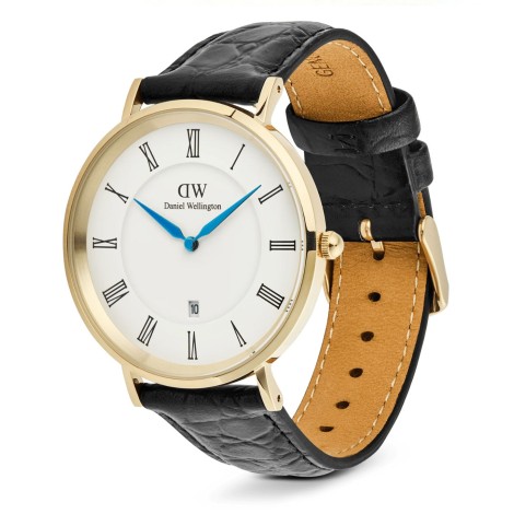 Orologio Daniel Wellington Classic Roman Numerals Date Black Croc Gold