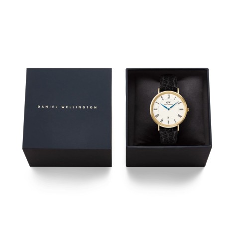 Orologio Daniel Wellington Classic Roman Numerals Date Black Croc Gold