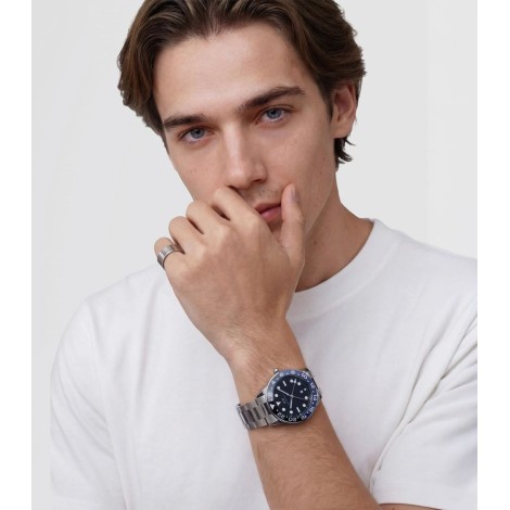 Orologio Daniel Wellington Iconic GMT Link Blue Ceramic Bezel Silver