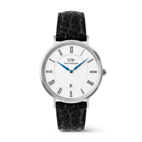 Orologio Daniel Wellington Classic Roman Numerals Date Black Croc Silver
