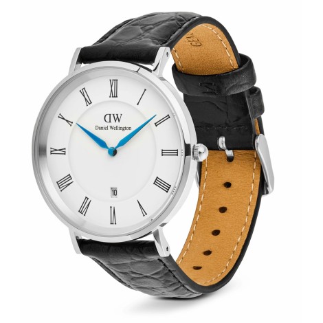 Orologio Daniel Wellington Classic Roman Numerals Date Black Croc Silver