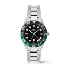 Orologio Daniel Wellington Iconic GMT Link Black Green Ceramic Bezel Silver