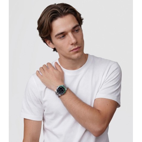 Orologio Daniel Wellington Iconic GMT Link Black Green Ceramic Bezel Silver