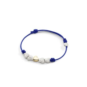 Bracciale Dodo Cuori Argento Effetto Diamantato e Oro Giallo Cordino