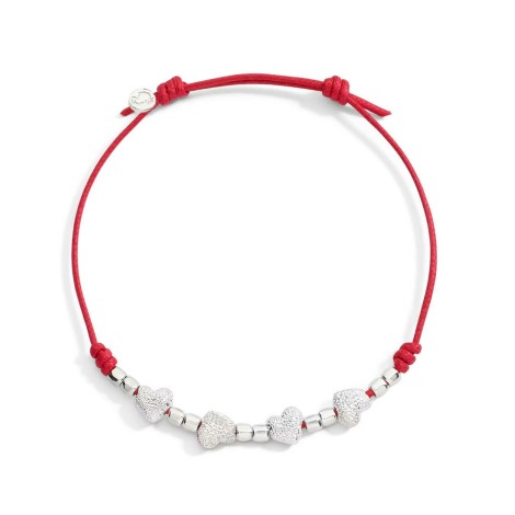 Bracciale Dodo Cuoricini E Mini Granelli Argento