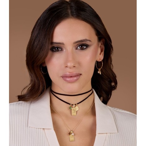 Collana Choker The Sun Cordino Alcantara Perla