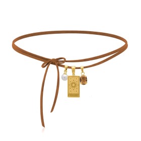 Collana Choker The Sun Cordino Alcantara Multi Charms