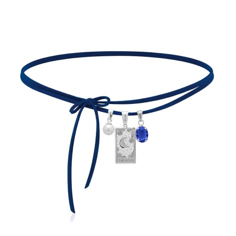 Collana Choker The Moon Cordino Alcantara Swarovski