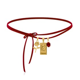 Collana Choker The Lovers Cordino Alcantara Rosa