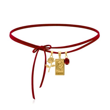 Collana Choker The Lovers Cordino Alcantara Rosa