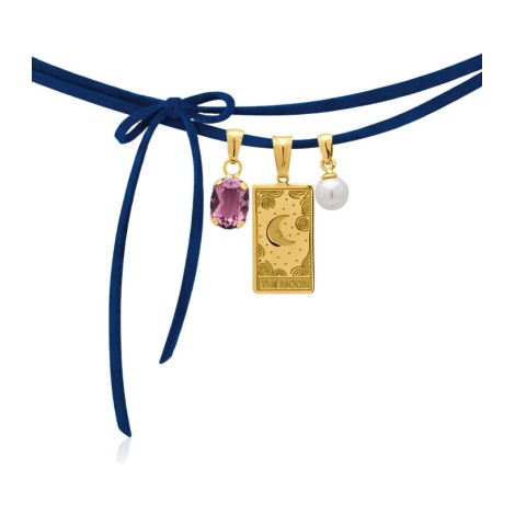 Collana Choker The Moon Cordino Alcantara Swarovski