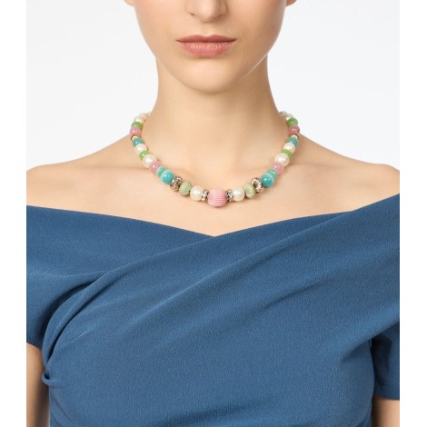 Collana Sodini Perle Boule Elementi Rigati Tarocchi