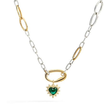 Ciondolo Dodo Cuore Oro Giallo Argento & Malachite