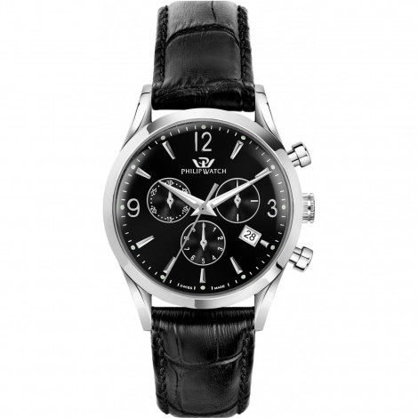 Orologio Uomo Philip Watch Sunray Cinturino Pelle Nero R8271680002