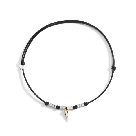 Collana Dodo Granelli e Cornetto Oro Giallo E Argento