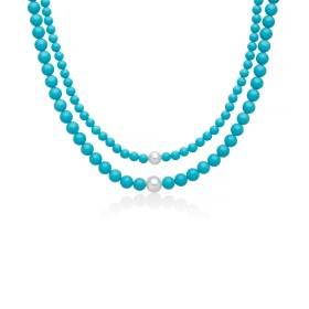 Collana Miluna Doppio Filo Perle Turchesi PCL6788