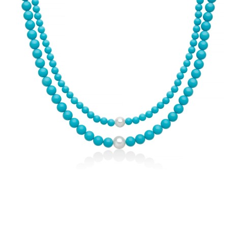Collana Miluna Doppio Filo Perle Turchesi PCL6788