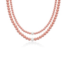 Collana Miluna Doppio Filo Perle Corallo Rosa PCL6787
